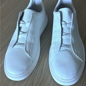 Men’s White Leather Slip-On Sneakers